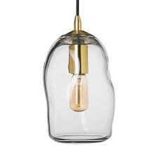 Casamotion 6 In W X 9 In H 1 Light Brass Organic Contemporary Hand Blown Glass Pendant Light With Clear Glass Shade 9482223005 The Home Depot