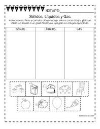 Solids Liquids And Gases Sort Spanish Freebie States Of Matter Solid Liquid Gas Matter Science