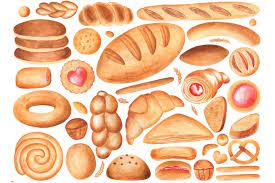Watercolor Food Bread Clipart Sweets And Buns Etsy Watercolor Food Bread Art Food Illustrations