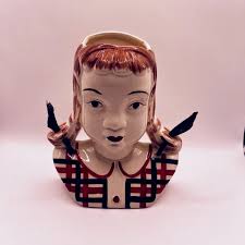 STANFORD POTTERY JEAN Wall Pocket Vase Mid Century 1950 Girl Pigtails  Country £23.63