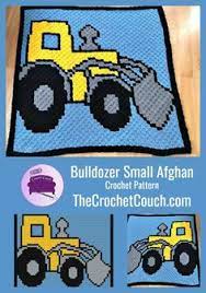 Bulldozer Small Afghan Is Sure To Be A Hit With You Little Future Construction Worker No Need For A Border It Has One Built Right In This Haken Patronen C2c