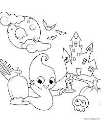 Discover all our printable coloring pages for adults, to print or download for free ! Scene With A Cute Ghost Halloween Coloring Pages Printable