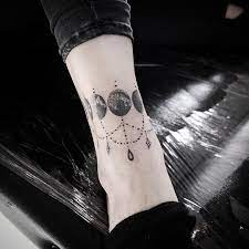 Alexandra Bawn On Instagram Phases Of The Moon Anklet Today For Katie Thanks Chica Tat Tribal Tattoos For Women 3d Tattoos For Women Anklet Tattoos