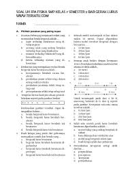 Buku materi pembelajaran ipa kelas 7 kurikulum. Soal Uh Ipa Fisika Smp Kelas 7 Semester 2 Bab Gerak Lurus