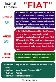 Fiat Meaning What Does Fiat Stand For With Interesting Conversations 7esl Other Ways To Say Meant To Be English Writing