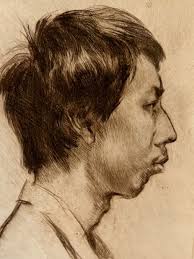 JUSTIN MORTIMER original etching of a boy, very rare