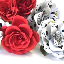 Make one mark vertically, and then one mark horizontally, and use your ruler to connect the two marks and draw a line. 3 Poker Flowers Made From Playing Cards Make A Paper Flower Rose For Your Wedding Bouquet Valentine Casino Party Decorations Playing Card Crafts Paper Flowers