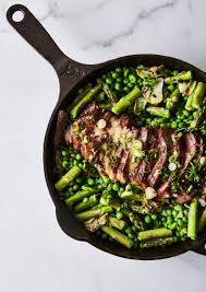 One Skillet Steak And Spring Veg With Spicy Mustard Recipe Bon Appetite Recipes Recipes Beef Recipes