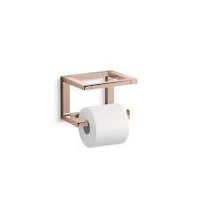 Constructed of durable metal, this toilet paper holder uses an innovative pivot mechanism that simplifies changing paper rolls. Kohler Bathroom Accessories Toilet Paper Holders Gold Tones Decorative Plumbing Supply San Carlos California