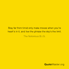 Only make moves when ya heart's in it. Stay Far From Timid Only Make Moves When You Re Heart S In It And Live The Phrase The Sky S The Limit The Notorious B I G