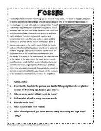 Fossils Comprehension In 2020 Fossils Reading Comprehension Comprehension Worksheets Fossils