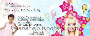 Yang dimaksud dengan surat undangan tidak resmi ialah surat tersebut dibuat oleh perorangan dengan mengajak orang lain untuk hadir ke suatu acara. Contoh Teks Undangan Ulang Tahun Mhcrimson