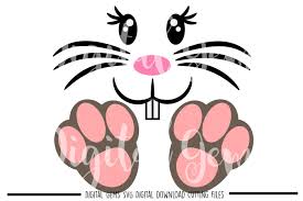 Bunny easter print footprints paw clipart pink floor clip paws clings fun decorations rabbit decal express cliparts. Easter Bunny Face Feet Svg Dxf Eps Png Files By Digital Gems Thehungryjpeg Com
