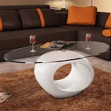 Coffee tables, in their wide galaxy of styles and materials, are often the centerpiece of a beautiful living room. Vidaxl Coffee Table With Oval Glass Top High Gloss 2 Colors Overstock 19387843
