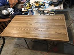 Tabletops using these products are generally used for countertops and café/restaurant tables. First Attempt At Making A Desk Table Top Had Leftover Oak Hardwood Floor Planks I M Happy With It Woodworking