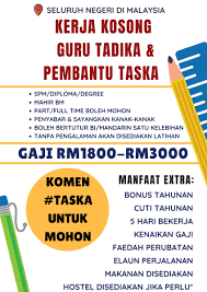 Jawatan kosong 2019 terkini ok? Maukerja On Twitter Jawatan Kosong Pembantu Taska Guru Tadika Full Part Time Pengambilan Dari Seluruh Malaysia Gaji Rm3000 Min Spm Penyabar Sayangkan Kanak Kanak Latihan Disediakan Untuk Yg Tiada Pengalaman Komen Taska Nanti