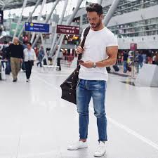 How To Wear White T Shirt For Men Airport Outfit Casual Fashion Mens Outfits