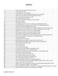 Weather Quiz Worksheet Weather Quiz Weather Words Earth Science Vocabulary