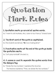 Quotation Mark Rules Anchor Chart