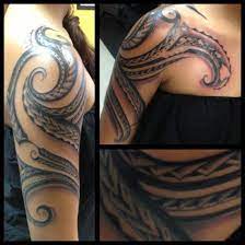 Hawaiian Tribal Tattoos For Women Beautiful Spiral Tattoo Made Of Strips Of Arrowheads And Tribal Tattoos For Women Tribal Tattoos Polynesian Tattoos Women