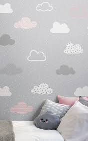 Grey stones on water under white clouds, hdr, seascape, rocks. Pink Grey Cloud Pattern Wallpaper Mural Hovia Uk Pink And Grey Wallpaper Baby Room Decor Toddler Girl Room