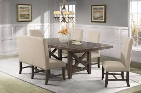 Merax rustic vintage style distressed dining table. Francis 6pc Dining Set Table 4 Fabric Back Side Chairs Fabric Back Bench Picket House