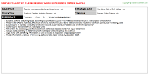 follow up clerk resume sample