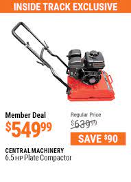 Here is a quick review of the harbor freight 6.5hp plate compactor. Inside Track Member Deals