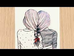 how to draw best friends bff drawing tutorialرسم بنات صديقات رسومات سهلة وجميلة رسم اختين بالرصاص youtube sketches drawings art