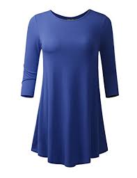 Lanmo Women Plus Size 3 4 Sleeve Tunic Tops Loose Basic