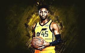 He recorded an average of 24.2 points per game in the nba this season. Download Wallpapers Donovan Mitchell Utah Jazz Nba American Basketball Player Yellow Stone Background Usa Basketball For Desktop Free Pictures For Desktop Free