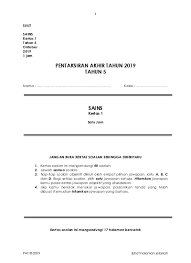 Science notes for year 5 pupils. Pentaksiran Akhir Tahun 2019 Tahun 5 Sains Kertas 1