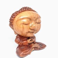Lord Buddha Wooden Hand Carved and Hand Painted Statue, Buddhism, Buddha in  Sitting Position, Meditating Pose, Accent Handcrafted