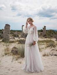 2018 New Boho Wedding Dresses Long Sleeves Bohemian Wedding Dresses Appliques Tulle Cheap Bohemian Wedding Dress Wedding Dresses Long Sleeve Wedding Dress Lace