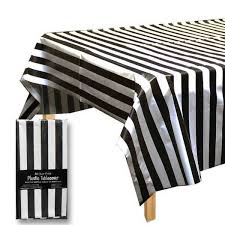 Black And White Striped Tablecloth Near Me Black And White Plastic Tablecloth 10 99 Black White Stripes Plastic Tablecloth White Stripe