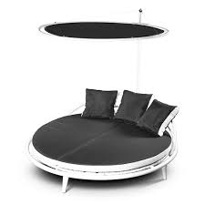 Divano letto tondo da giardino in polyrattan colore caffè, un regalo per chi ama abbandonarsi in totale relax all'ombra nel giardino. Divano Letto Tondo Struttura In Ferro Con Tendalino Per Arredo Giardino Esterno Giordanoshop Com Poltrone Da Giardino