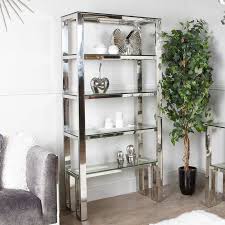 Harvey Chrome And Glass Shelving Unit Display Cabinet Picture Perfect Home Glass Shelving Unit Glass Bookshelves Art Deco Console Table