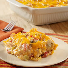 This delicious chicken enchilada casserole recipe is made with sour cream, diced chicken, mushrooms, peppers, tortillas, cheese, and seasonings. King Ranch Chicken Ready Set Eat
