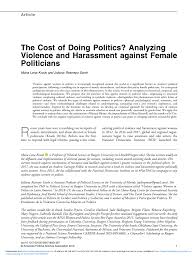 You could lose your job if you are found to have harassed a coworker. Pdf The Cost Of Doing Politics Analyzing Violence And Harassment Against Female Politicians
