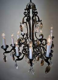 Wrought iron candle chandelier lighting. French Wrought Iron And Crystal Chandelier Lu913613210111 Artisan Lamp