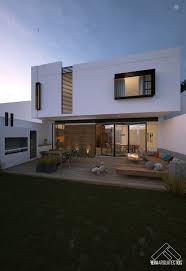 Moderna fachada de casa de dos pisos, se ha utilizado el color marrón y tonos derivados, se utilizo piedra en grandes. Casa Corona Feraarquitectos Balcones Y Terrazas Minimalistas Homify Diseno Casas Campestres Fachadas De Casas Modernas Fachada De Casa