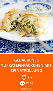 Gebackenes Yufkateig Packchen Mit Spinatfullung Rezept Rezepte Lebensmittel Essen Spinat