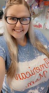 Bleached tees with blue design