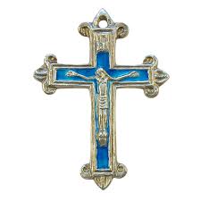 Crucifix En Argent Fleurdelise Et Emaille En Bleu 7 Cm Na76 113 57 Ttc 94 64 Ht Fleur De Lys Argent Massif Argent