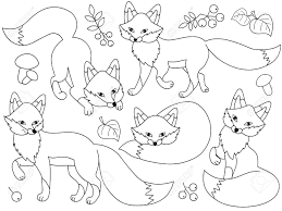 Maybe you would like to learn more about one of these? Vector Set Of Black And White Cute Cartoon Foxes Leaves Berries Royalty Free Cliparts Vectors And Stock Illustration Image 88188177