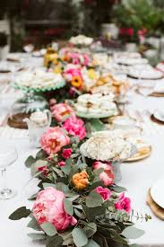 A Bright Peony Filled Table Garland For A Tea Party Or Wedding Table Floral Design By Winston Mai Wedding Table Garland Peonies Wedding Table Wedding Table