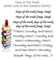 Days Of The Week Song To The Addams Family Tune Preschool Songs Classroom Songs Kindergarten Songs