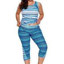 Women Plus Size Surf Swimwear Rash Guard Swim Capris Tankini Swimsuit S 5xl For More Information Vis Rash Guard Swimwear Plus Size Swimwear Printed Tankini