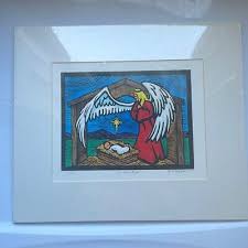 New in packaging Christmas Angel” print with matting