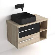 Nos meubles de salle de bains trouveront facilement leur place chez vous pour aménager une salle. Meuble Salle De Bain Suspendu Bois Cambrian 80cm Vasque Tropcoul